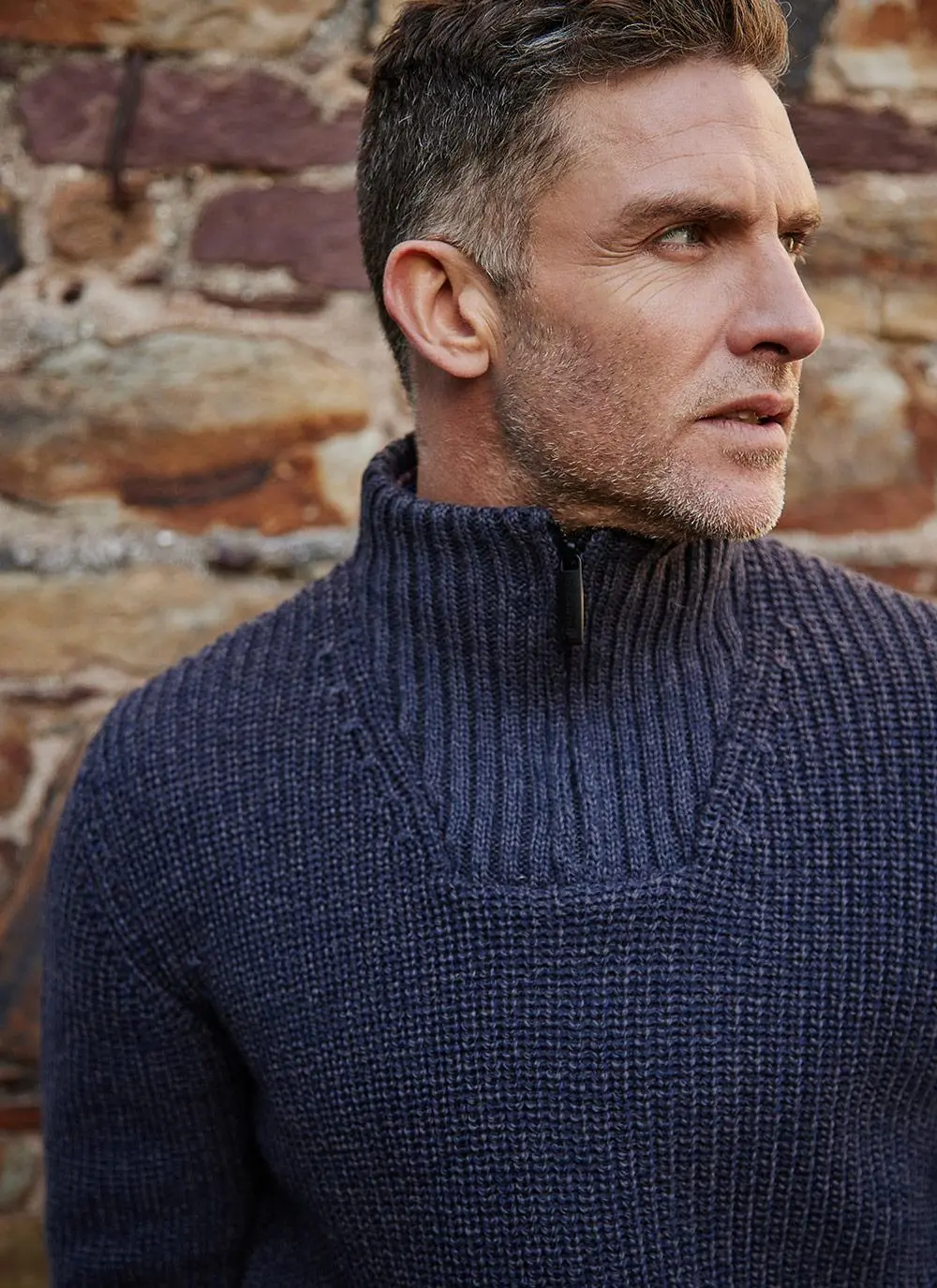 Ribbed Zip Neck Troyer Sweater