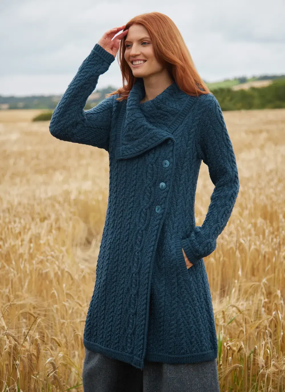 Deirdre Aran Oversized Collar Coatigan