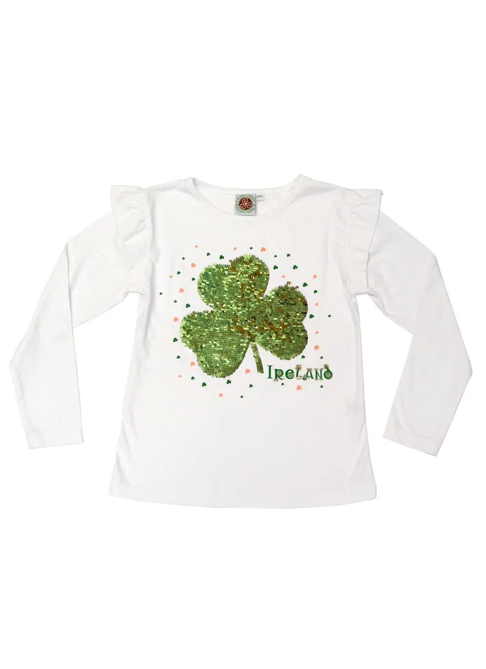 Girls Reversible Sequin Shamrock T-Shirt