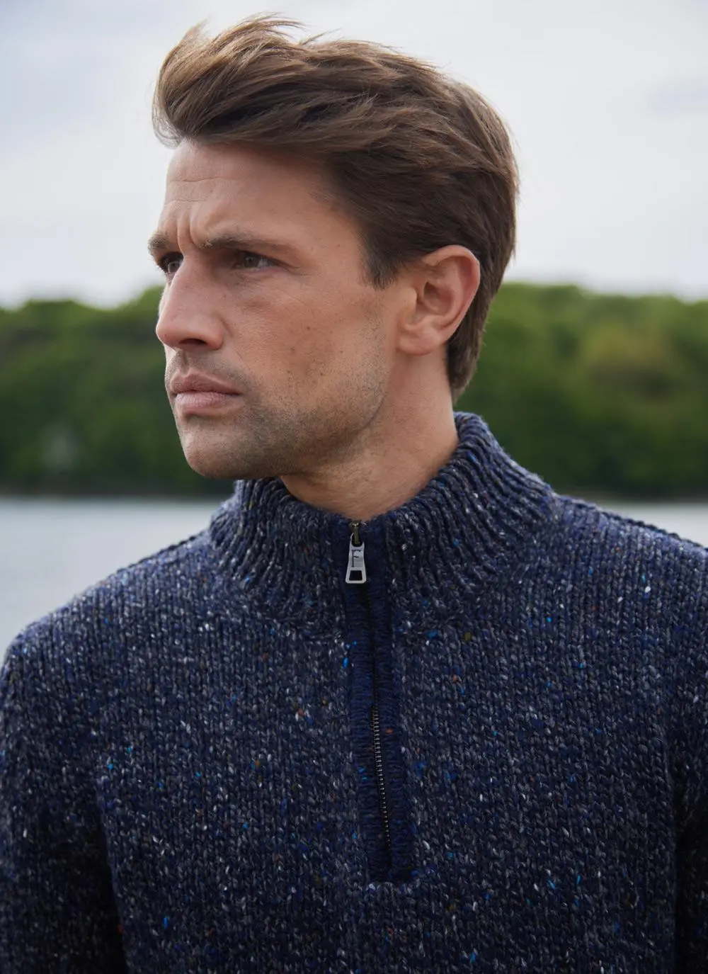 Fisherman Donegal Fleck Half Zip Sweater