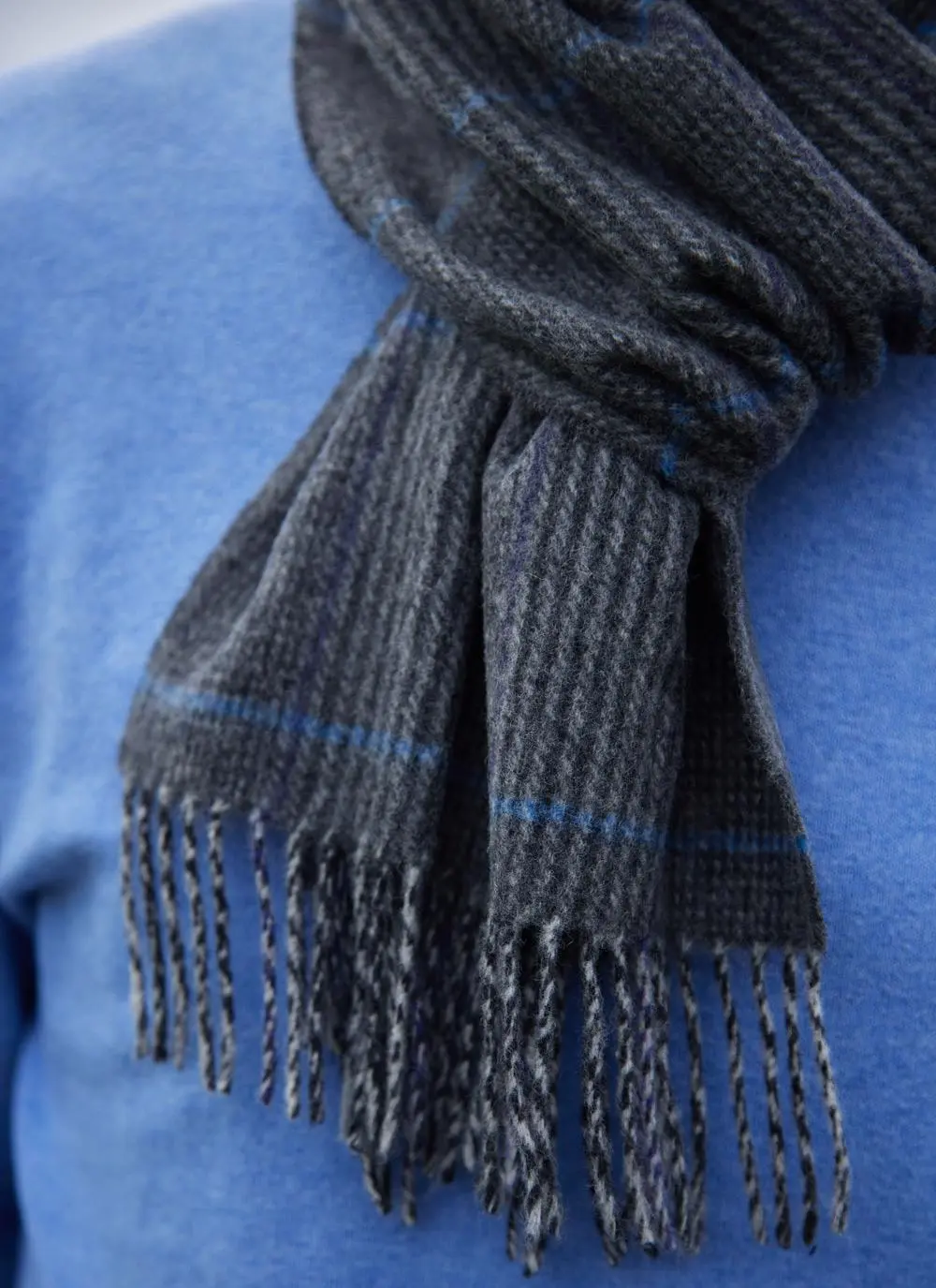 Lambswool Fringed Check Scarf