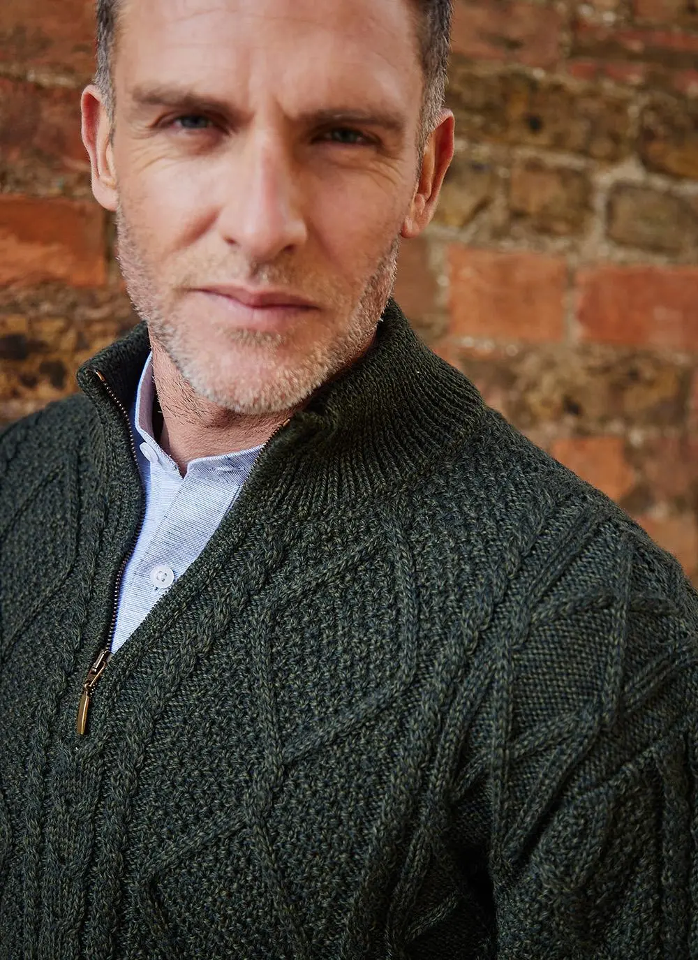 Inishmore Half Zip Aran Sweater