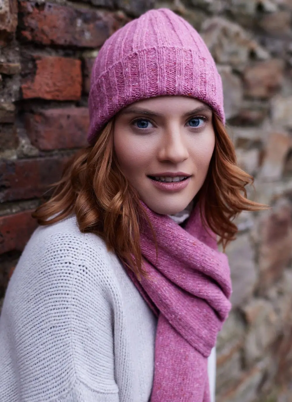 Wool Cashmere Tweed Ribbed beanie