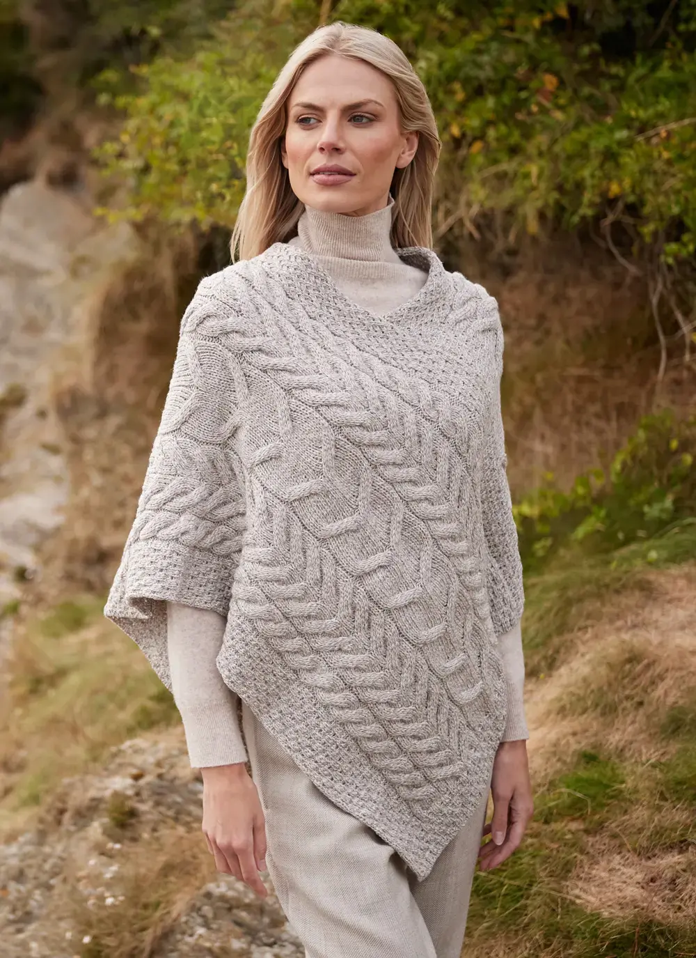 Supersoft Merino Wool Cable Poncho