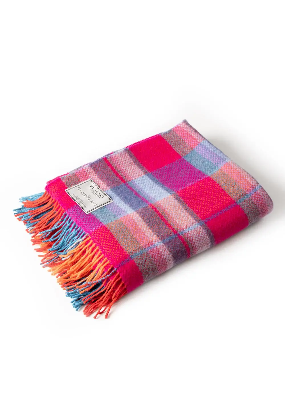 Fuchsia Check Wool Cashmere Throw