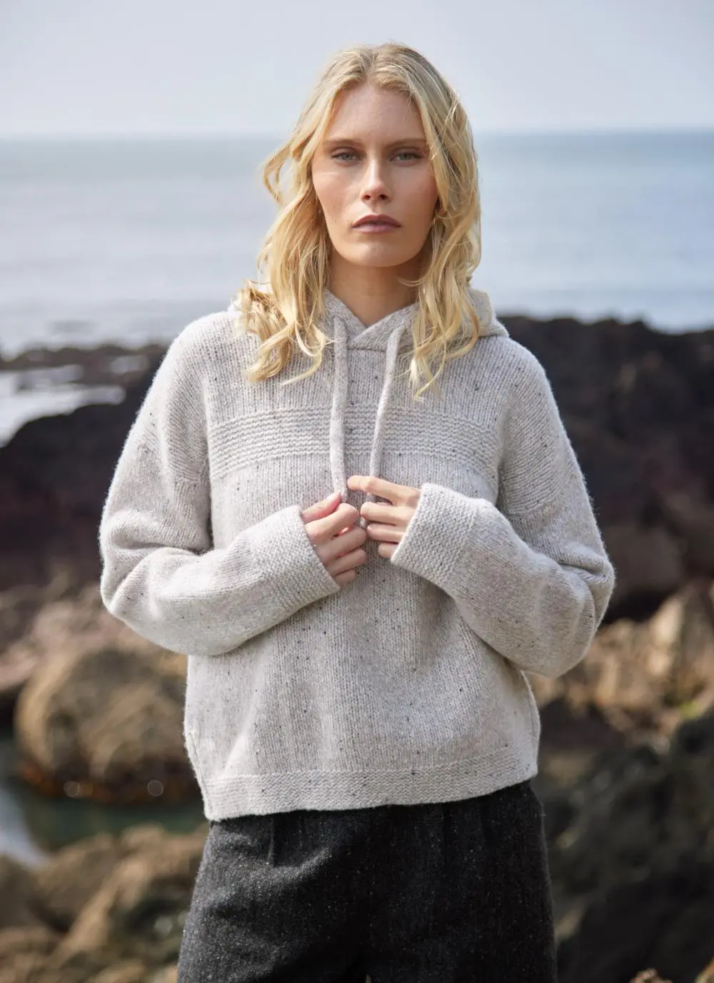 Fisherman Cashmere Cropped Hoodie