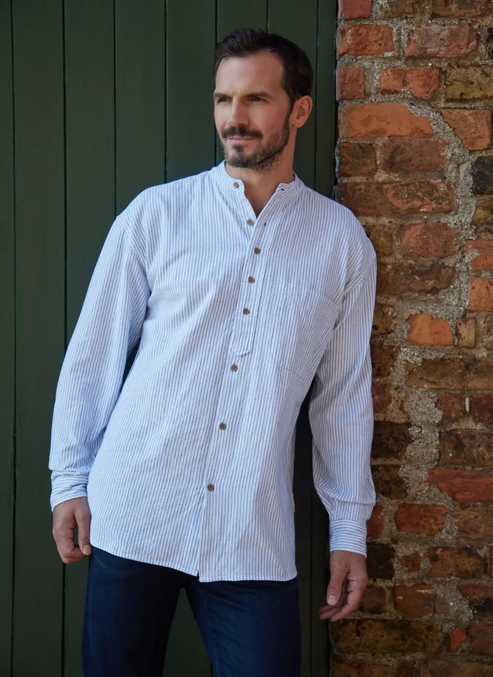 Sammy Blue Stripe Grandfather Shirt