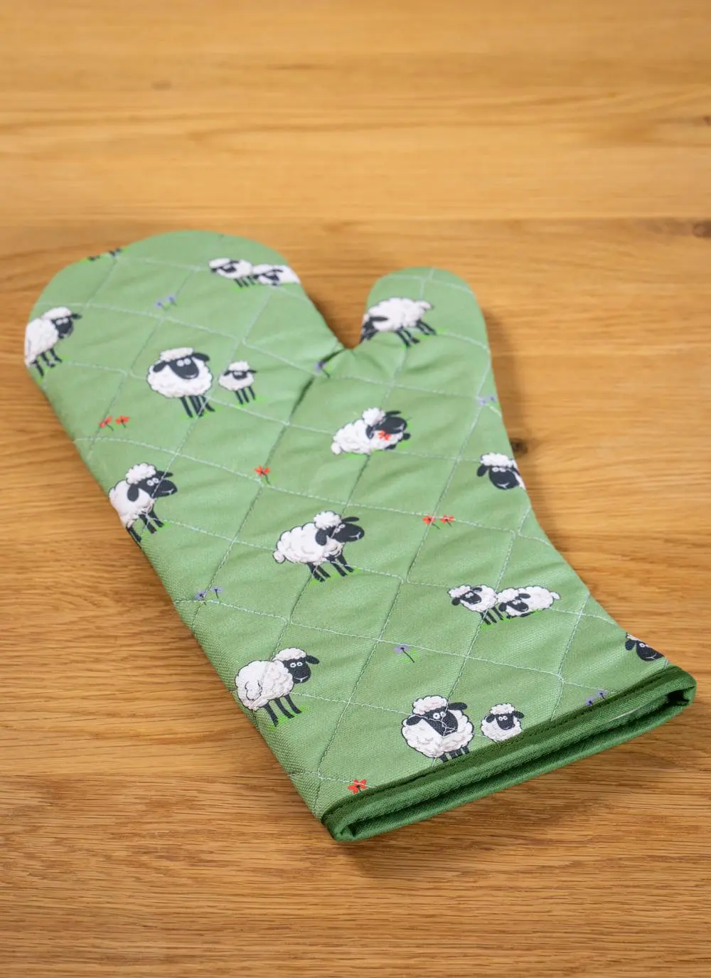 Fluffy Flock Green Oven Glove