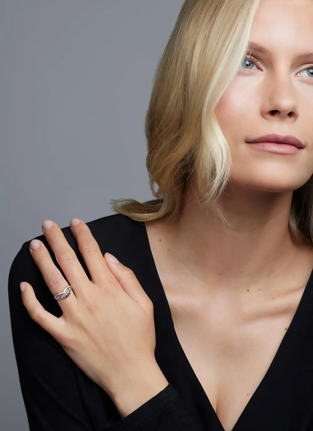 Sterling Silver Claddagh Wishbone Ring with Cubic Zirconia