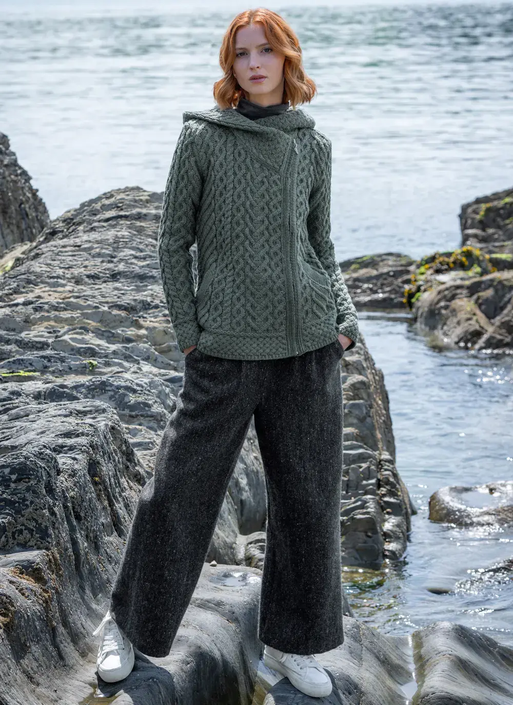 Aran Cable Biker Hoodie