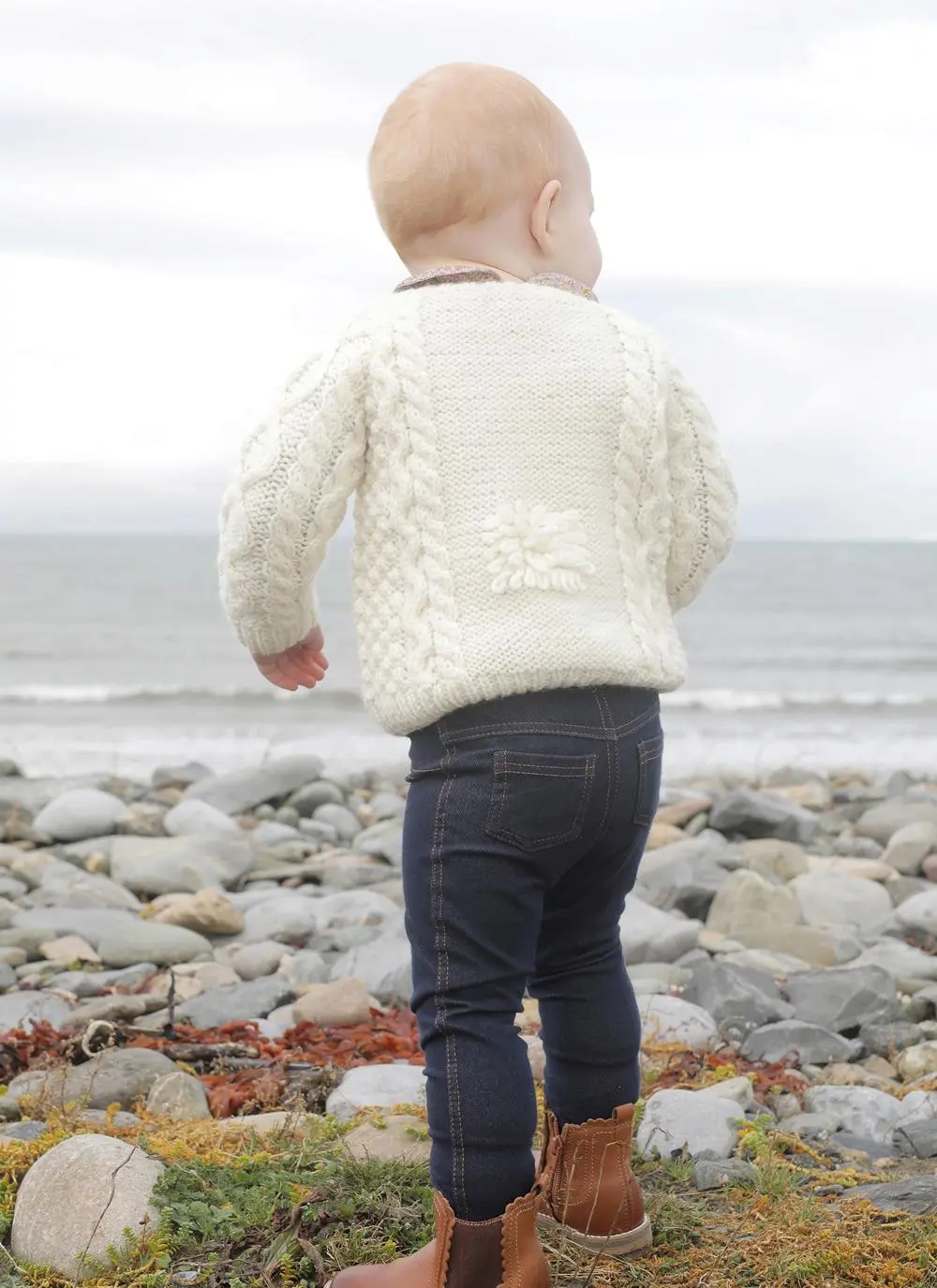 Baby Hand-Knit Aran Sheep Sweater