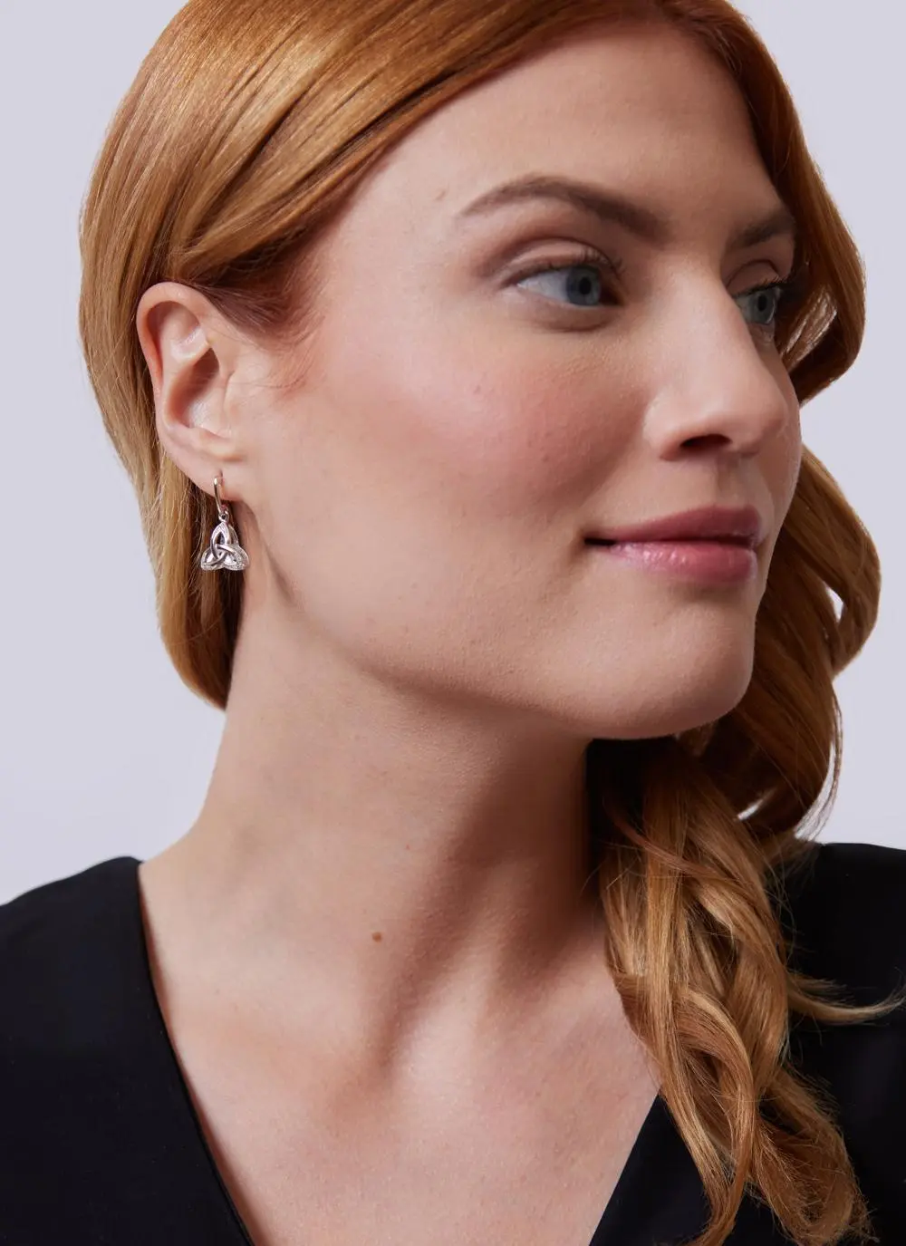 Sterling Silver Celtic Trinity Knot Drop Earrings with Cubic Zirconia