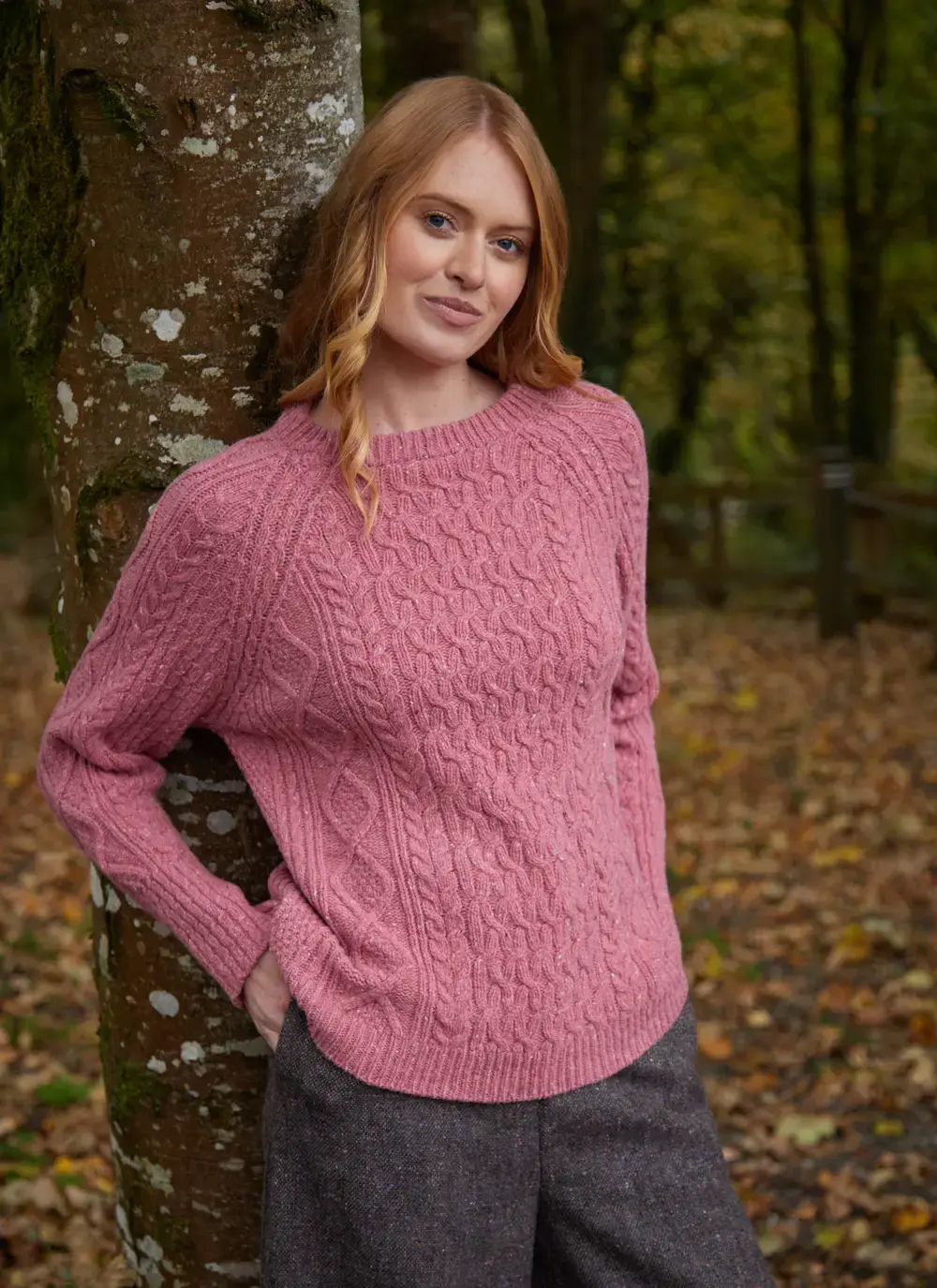 Niamh Wool Cashmere Cable Crew Neck Sweater