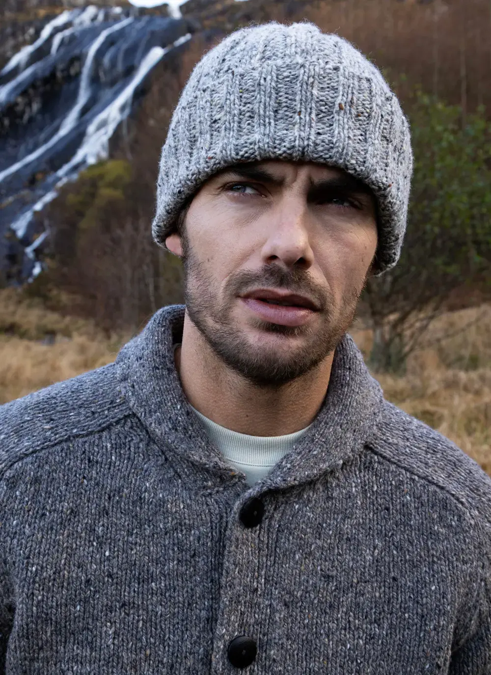 Fisherman Donegal Fleck Shawl Collar Cardigan