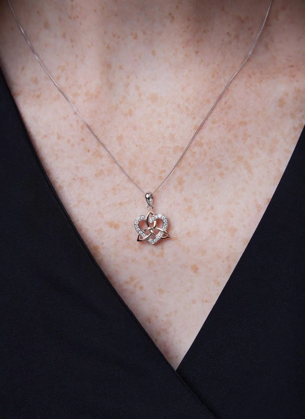 Celtic Trinity & Heart Cubic Zirconia Pendant