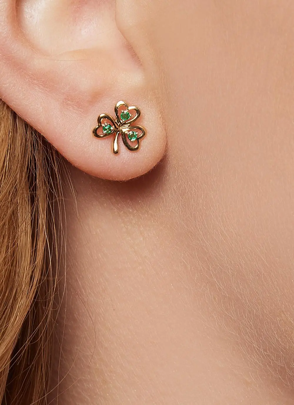 14ct Gold & Emerald Shamrock Earrings