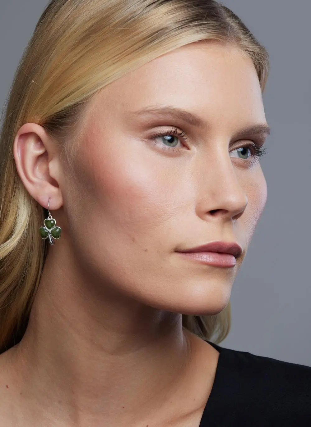 Sterling Silver Connemara Marble Shamrock Inlaid Earrings