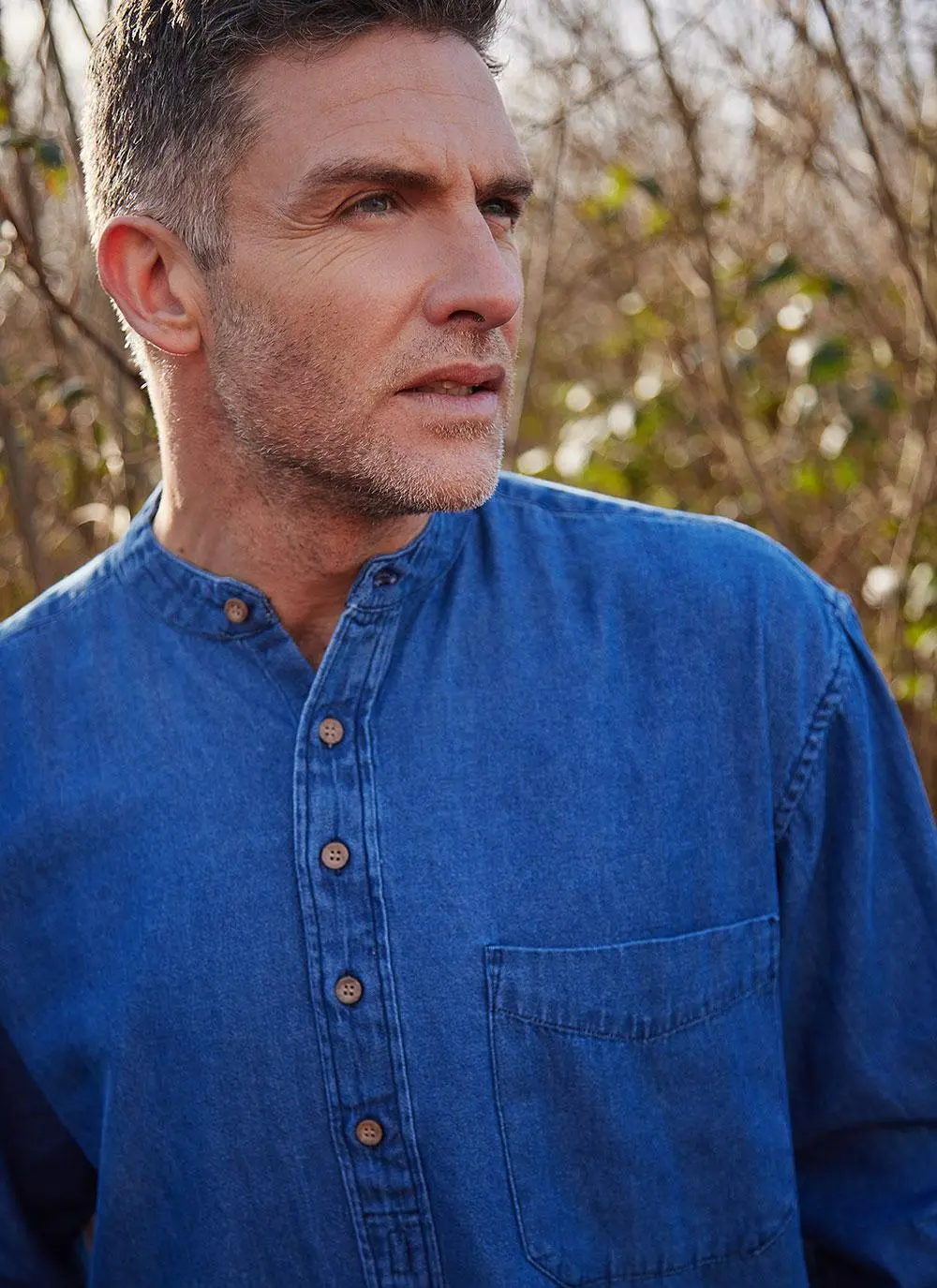 Sammy Denim Grandfather Shirt