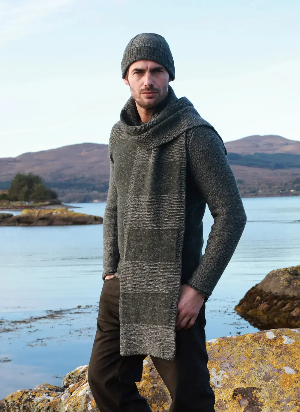 Fisherman Merino Shadow Block Beanie