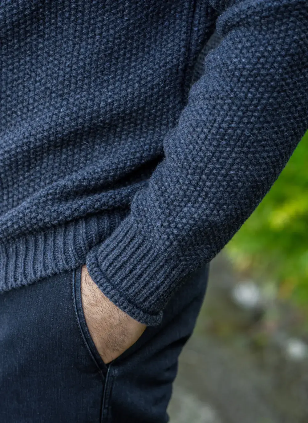 Fisherman Cashmere Seed Stitch Roll Neck Sweater