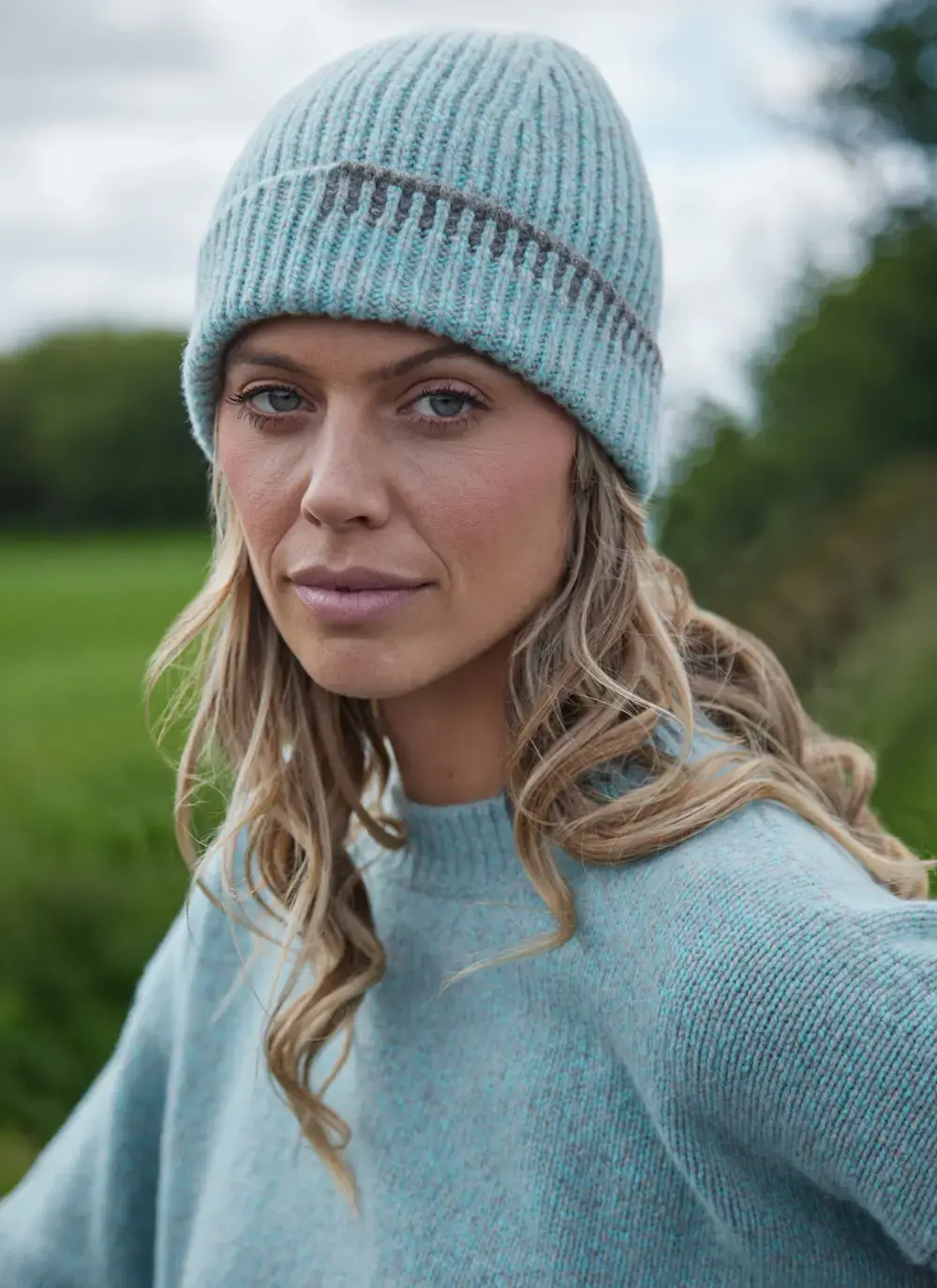 Fisherman Wool Cashmere Blanket Stitch Beanie