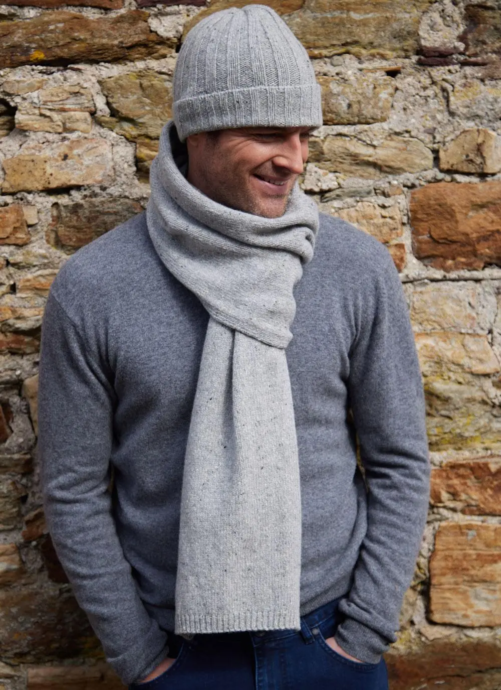 Wool Cashmere Long Tweed Scarf