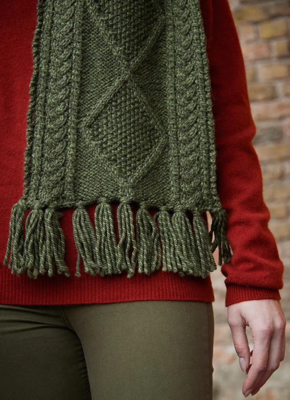 Hand-Knit Aran Scarf