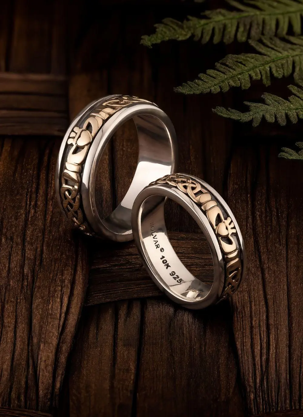 10ct Gold & Sterling Silver Celtic Claddagh Wedding Band