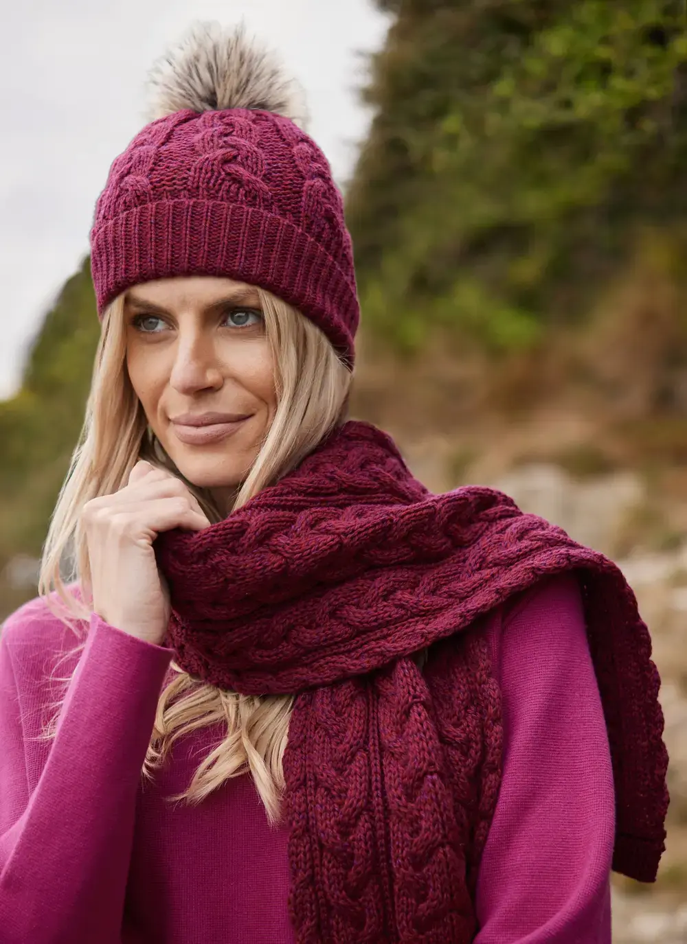 Cable Knit Pom Pom Hat