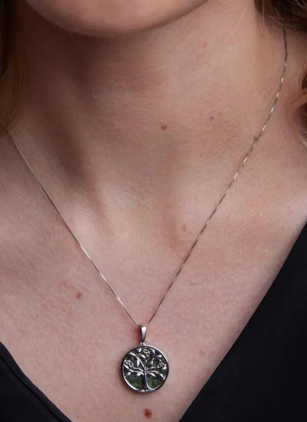 Sterling Silver Tree of Life Connemara Marble Pendant
