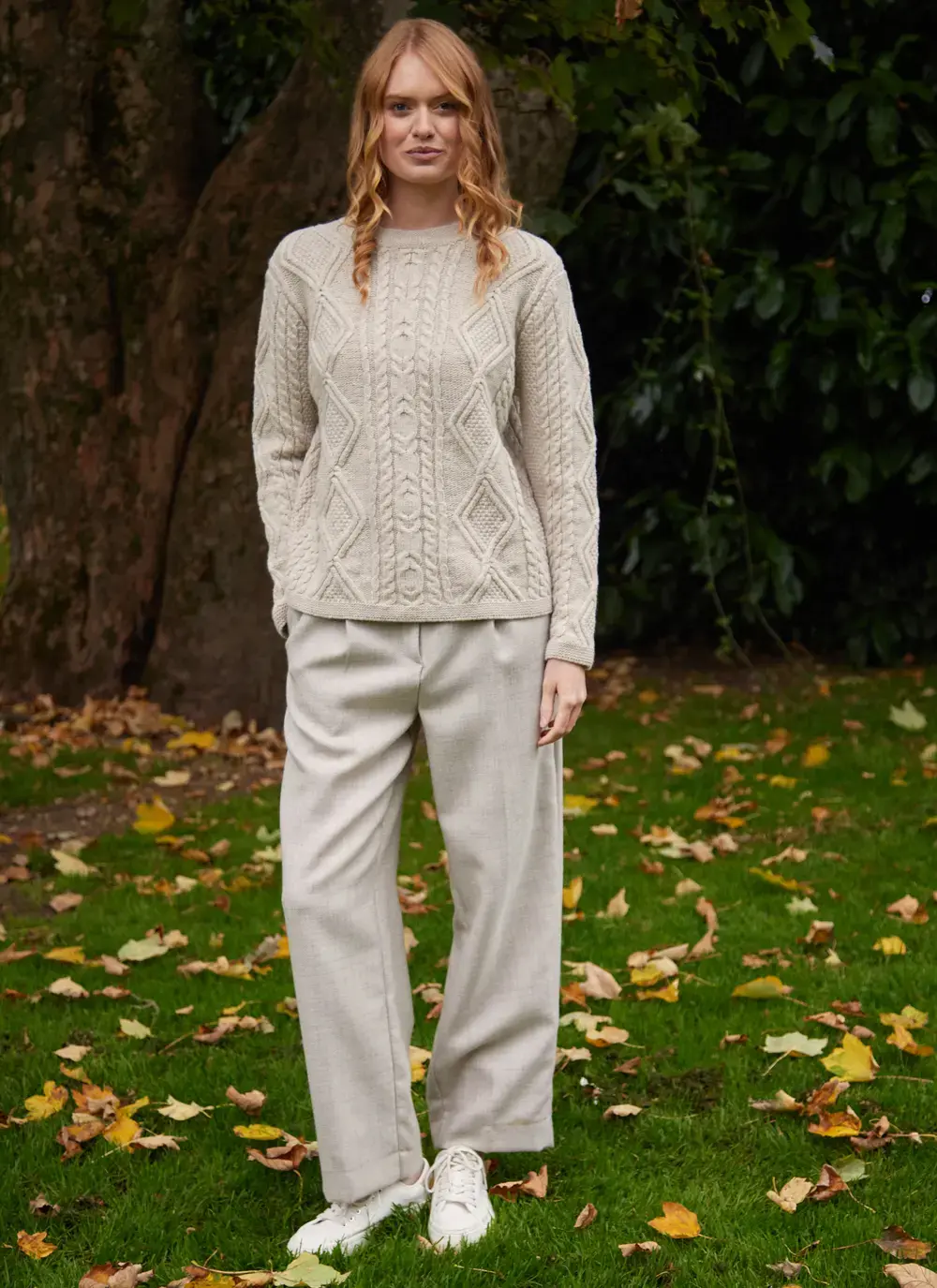 Emily Lambswool Aran Crew Neck Sweater