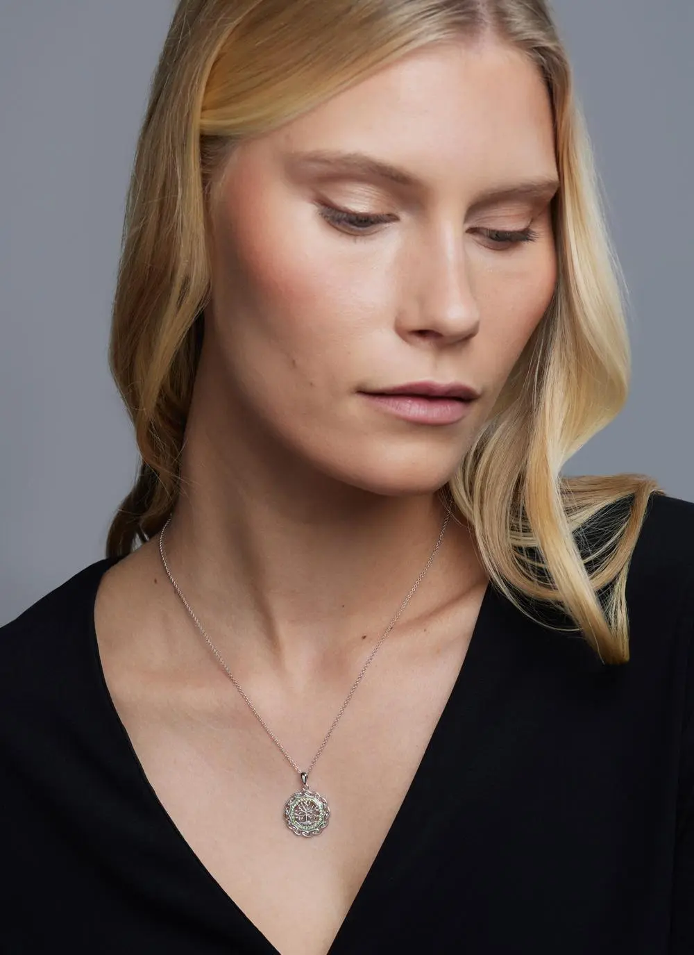 Celtic Silver Tree Of Life Pendant Embellished With Swarovski Crystal