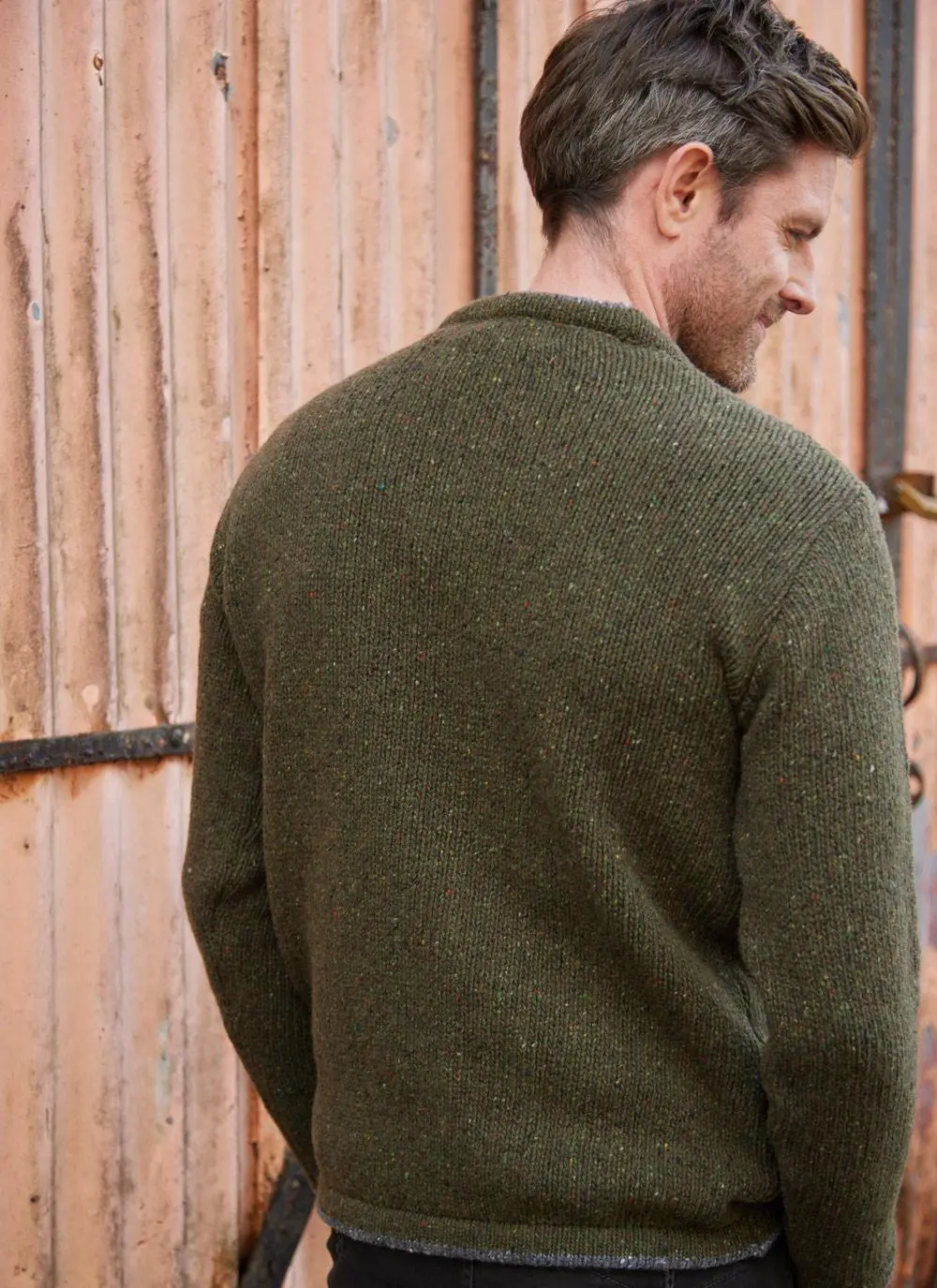 Donegal Fleck Wool Cashmere Roundstone Sweater