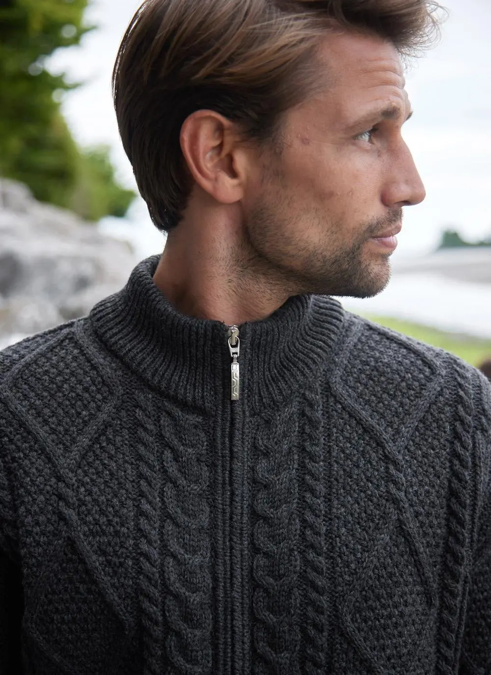 Denis Full Zip Aran Sweater