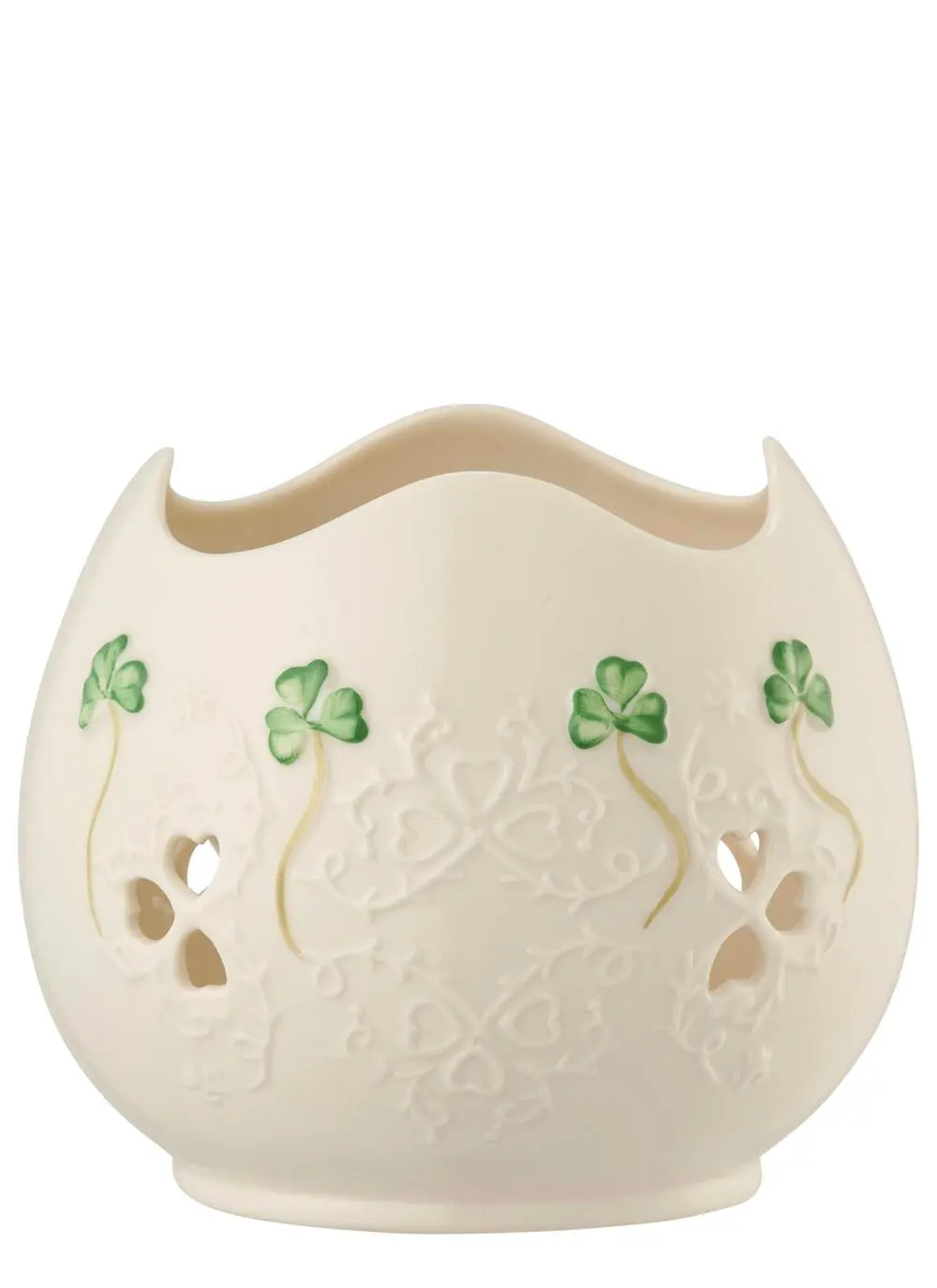 Belleek Shamrock Lace Pierced Votive
