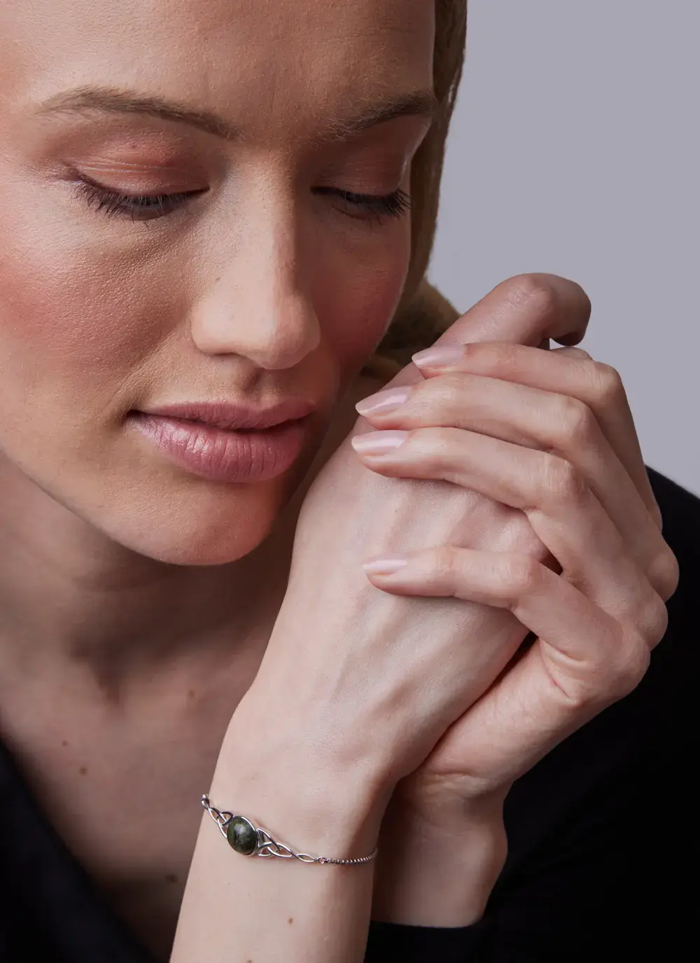 Sterling Silver Connemara Marble Trinity Knot Bracelet