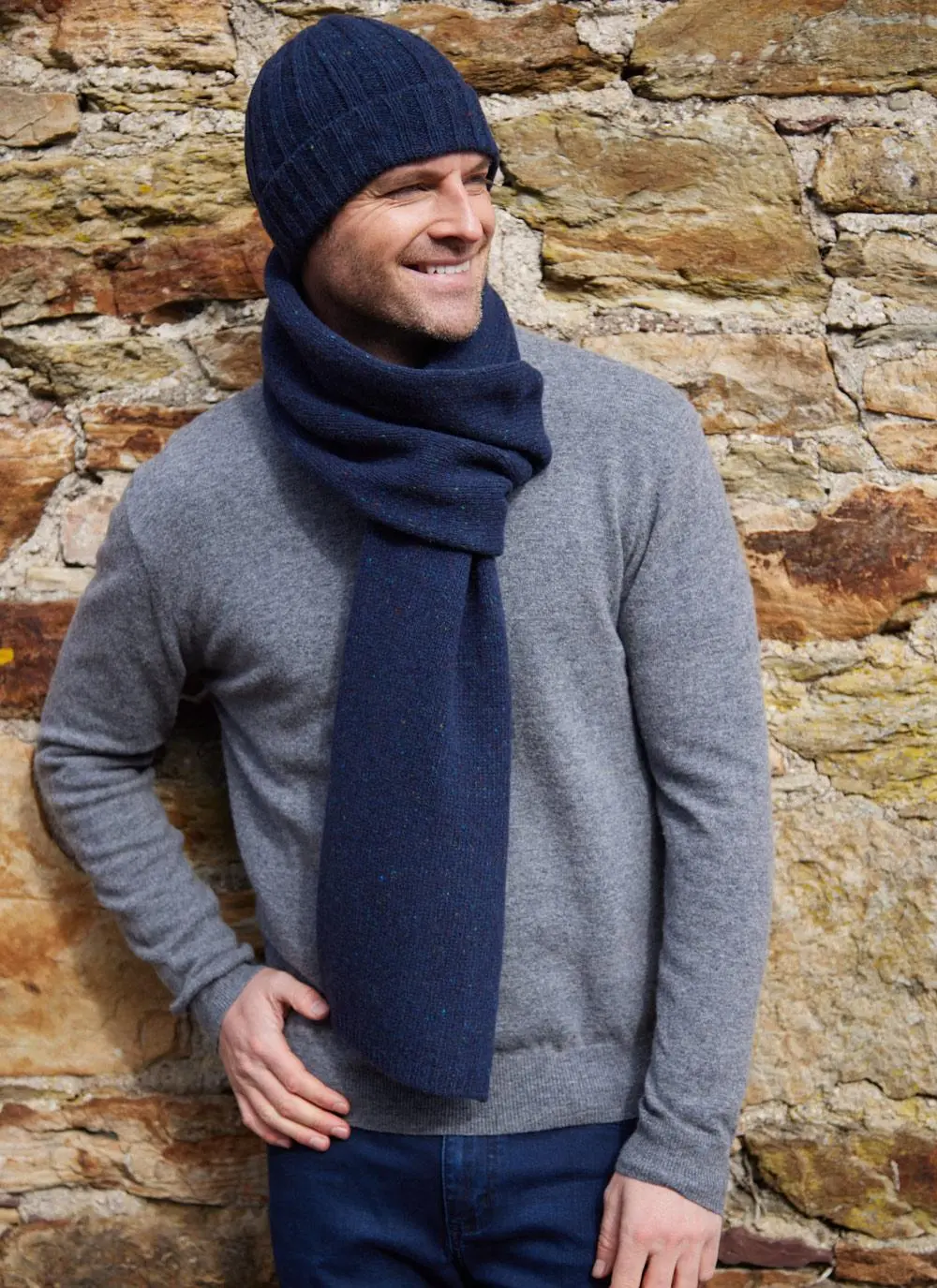 Wool Cashmere Long Tweed Scarf