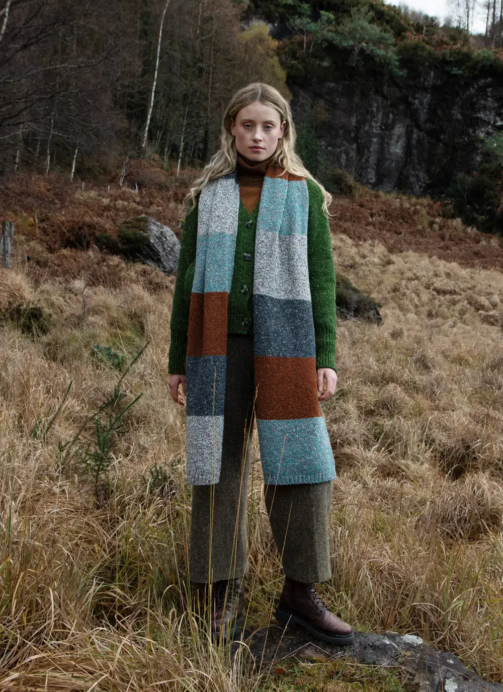 Fisherman Donegal Fleck Color Block Scarf