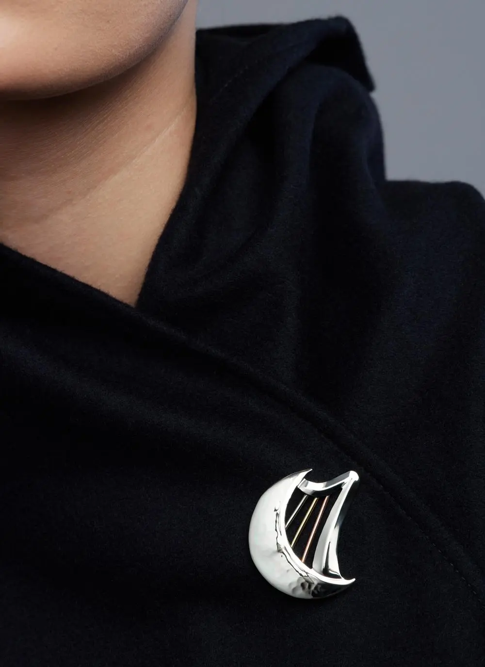 Irish Harp And Moon Brooch