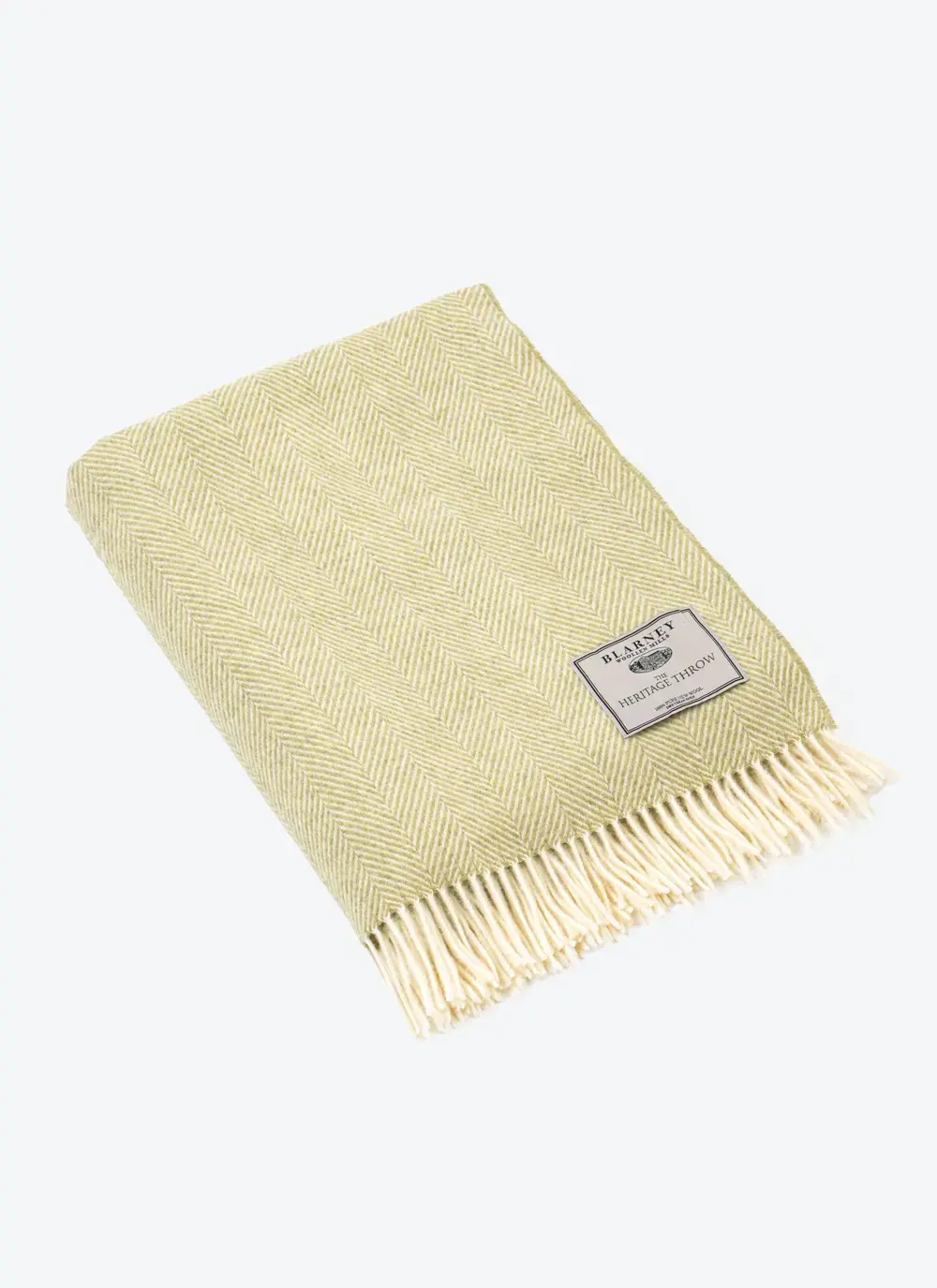 Sage Herringbone Merino Wool Throw