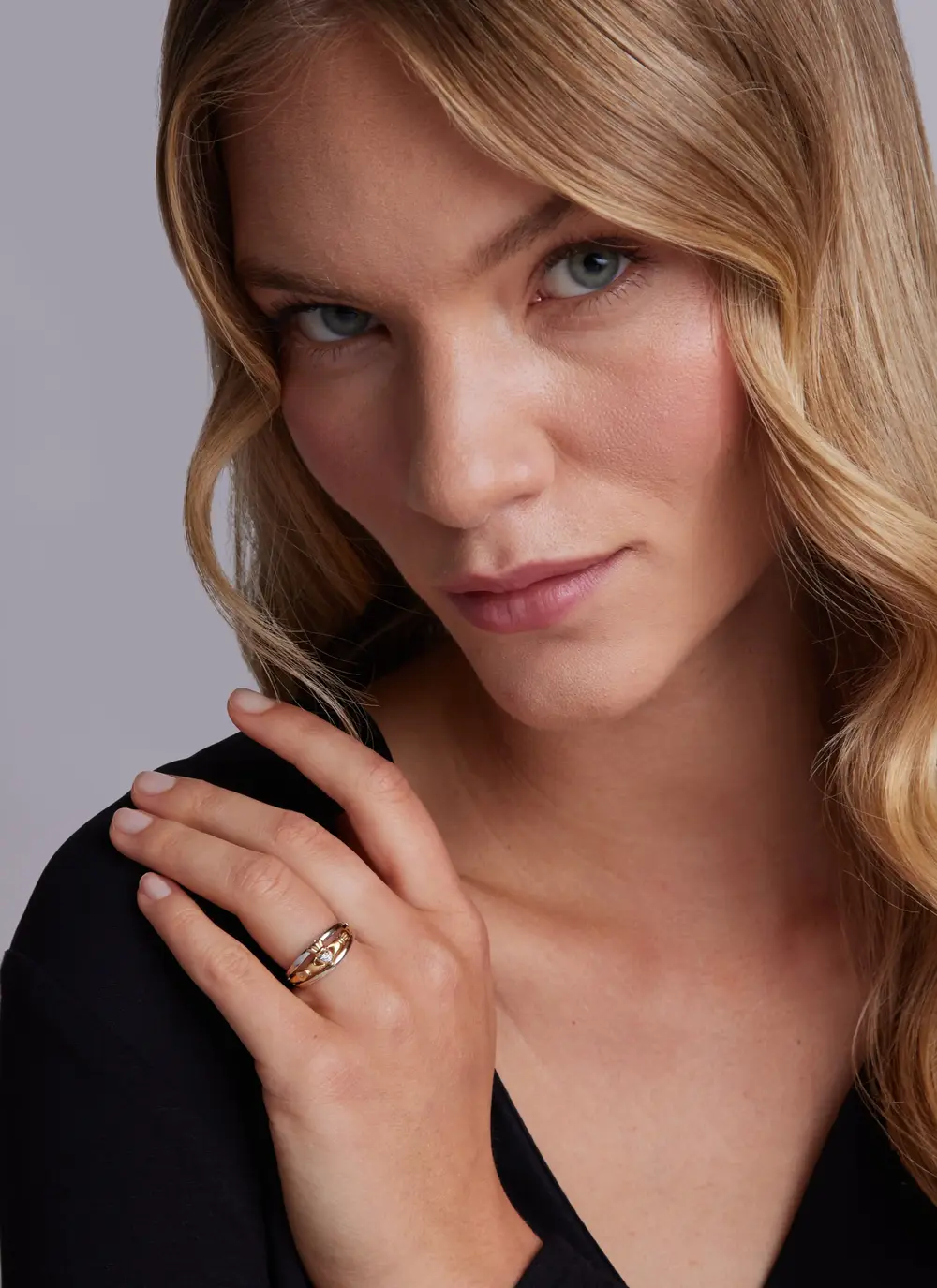 10ct Gold & Sterling Silver Diamond Triple Claddagh Ring