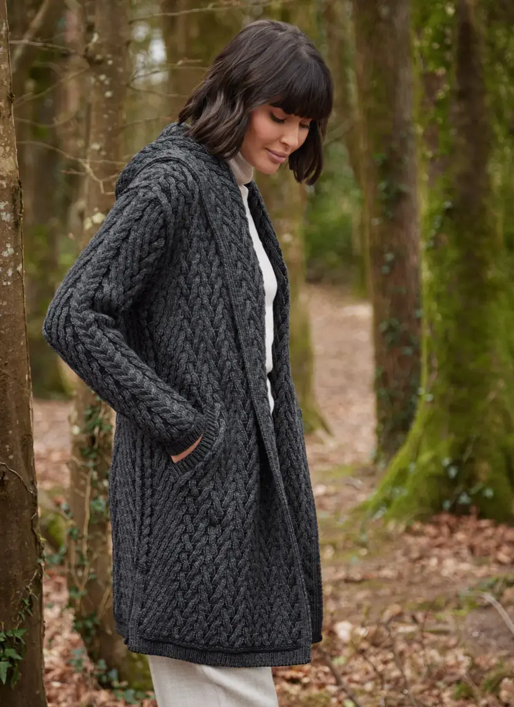 Eimear Aran Cable Knit Hooded Cardigan
