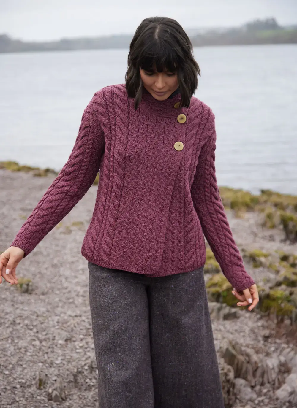 Supersoft Merino Wool Button Neck Cardigan