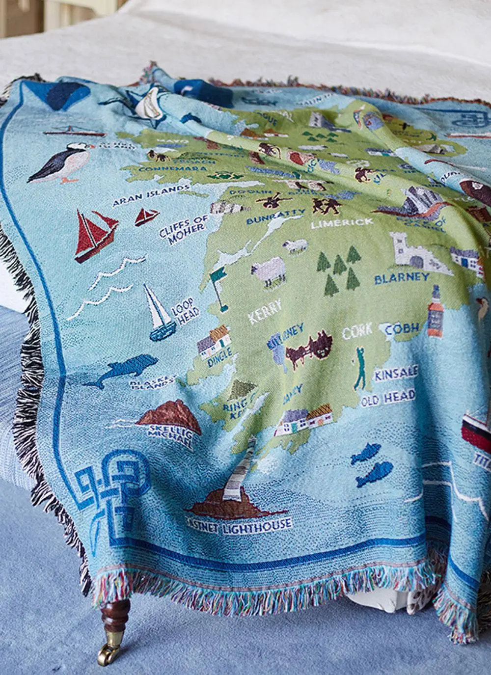 100% Premium Cotton Map of Ireland Throw