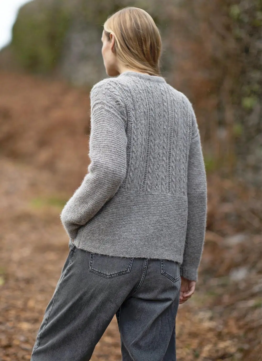 Fisherman Alpaca Eyelet Stitch Crew Neck Sweater