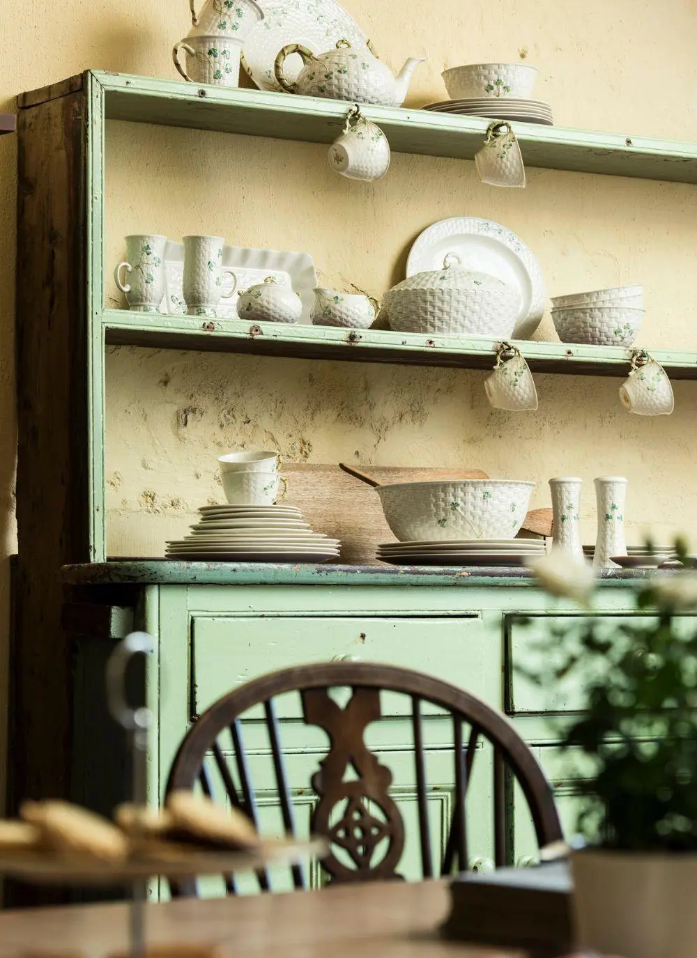 Belleek Shamrock Irish Coffee Mugs Pair