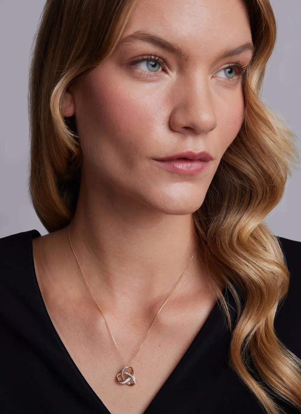 14ct Gold & Lab Diamond Trinity Knot Pendant