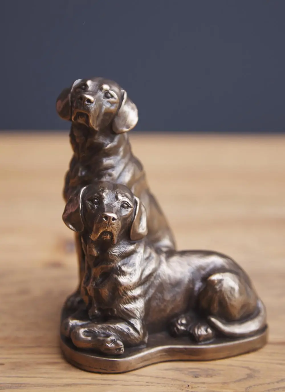 Pair of Labradors Bronze Figurine
