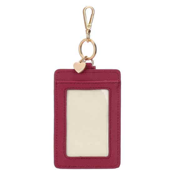 Card holder with hook in eco-leather, cherry