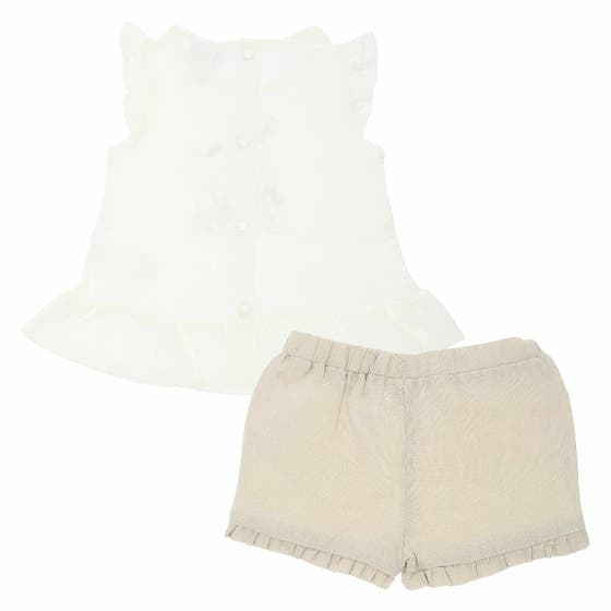 Little girl鈥檚 dre&szlig; with shorts, 1-3聽months